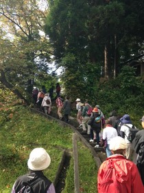 山へと向かう様子