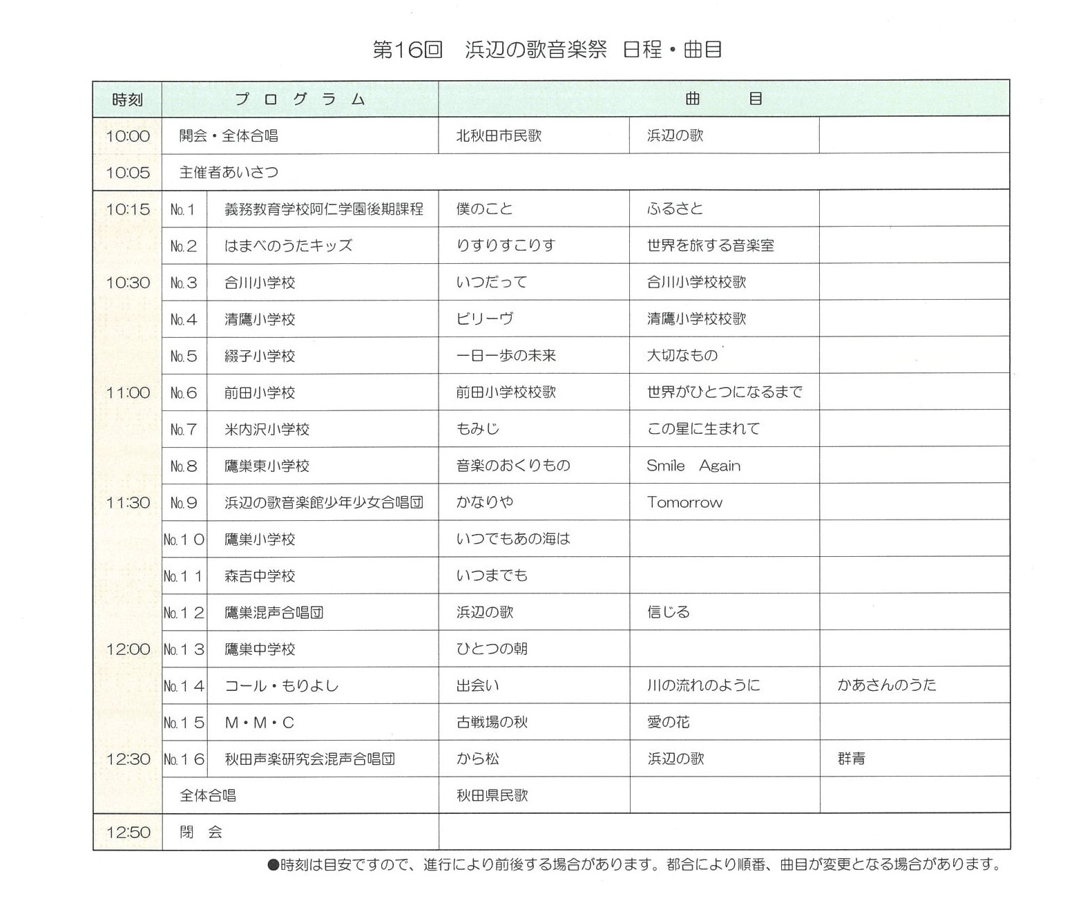 日程・演目